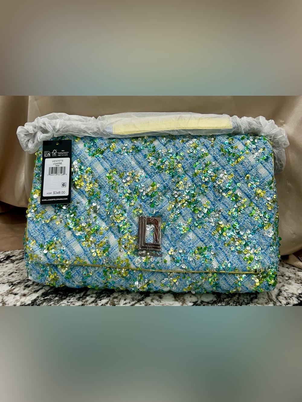 Karl Lagerfeld Sequin Shoulder Bag / Crossbody in Blue and Green